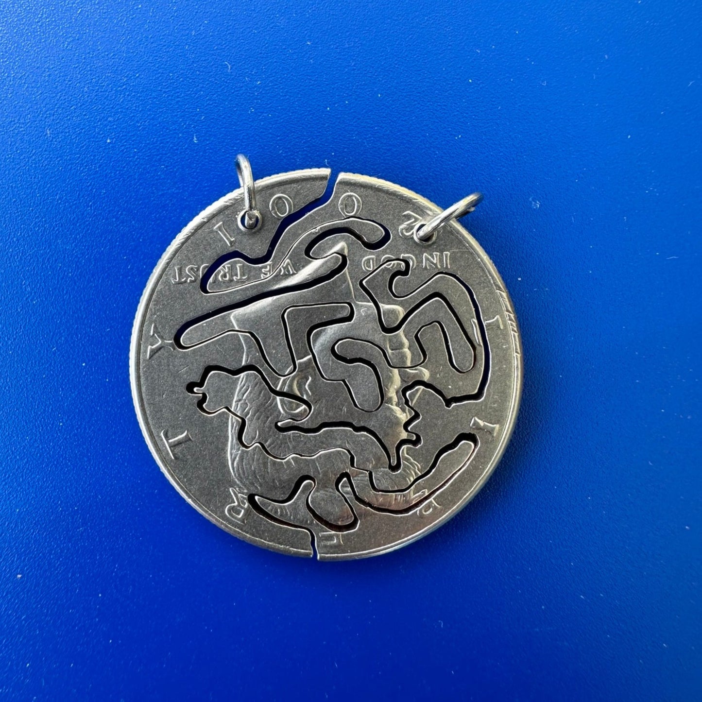 Maze - Two Cut Coin Half-Dollar Friendship Necklaces