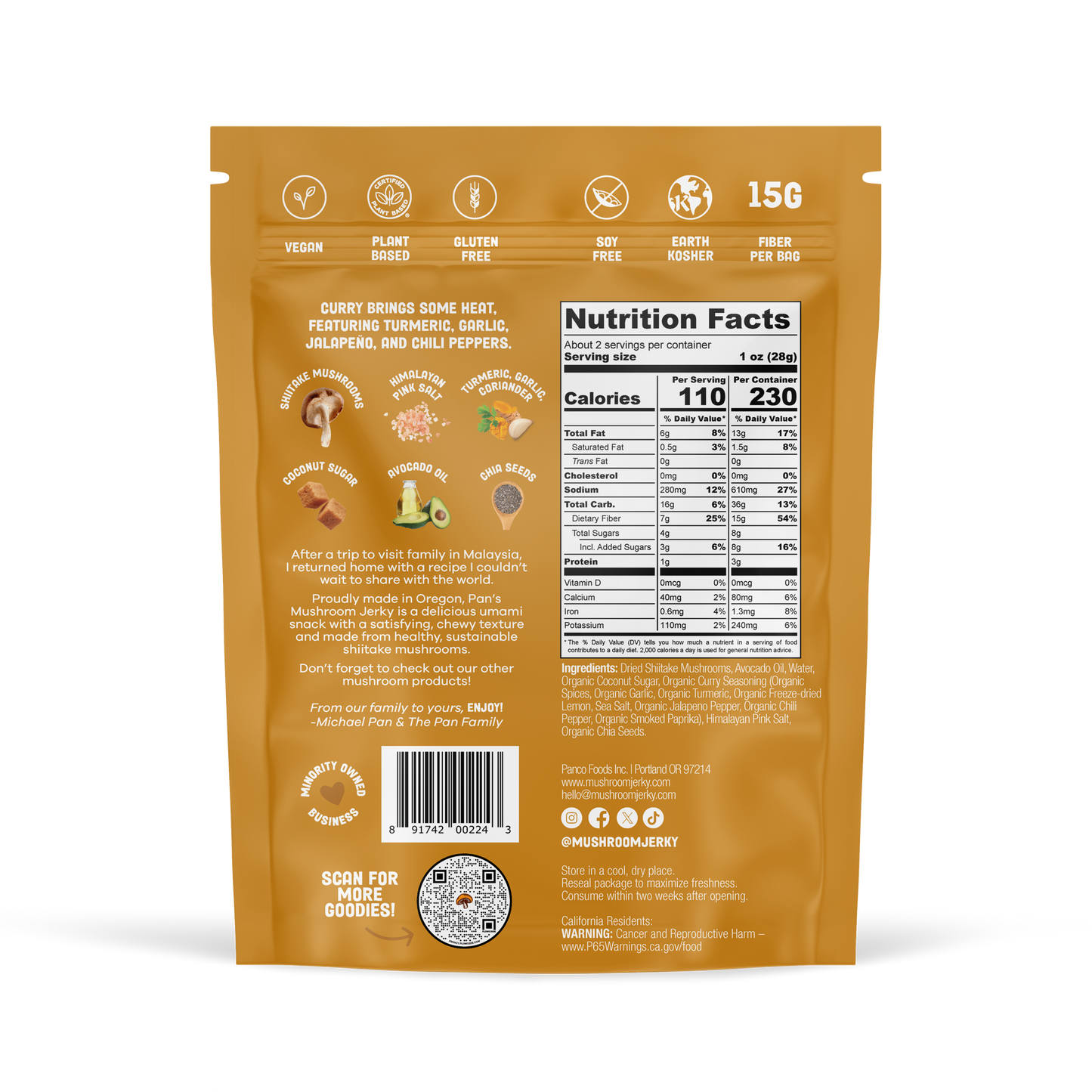 Curry Shiitake Mushroom Jerky