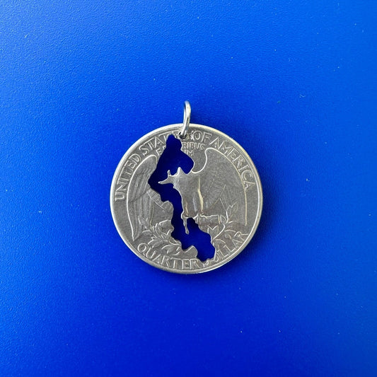 Whidbey Island Outline Cut Coin Necklace