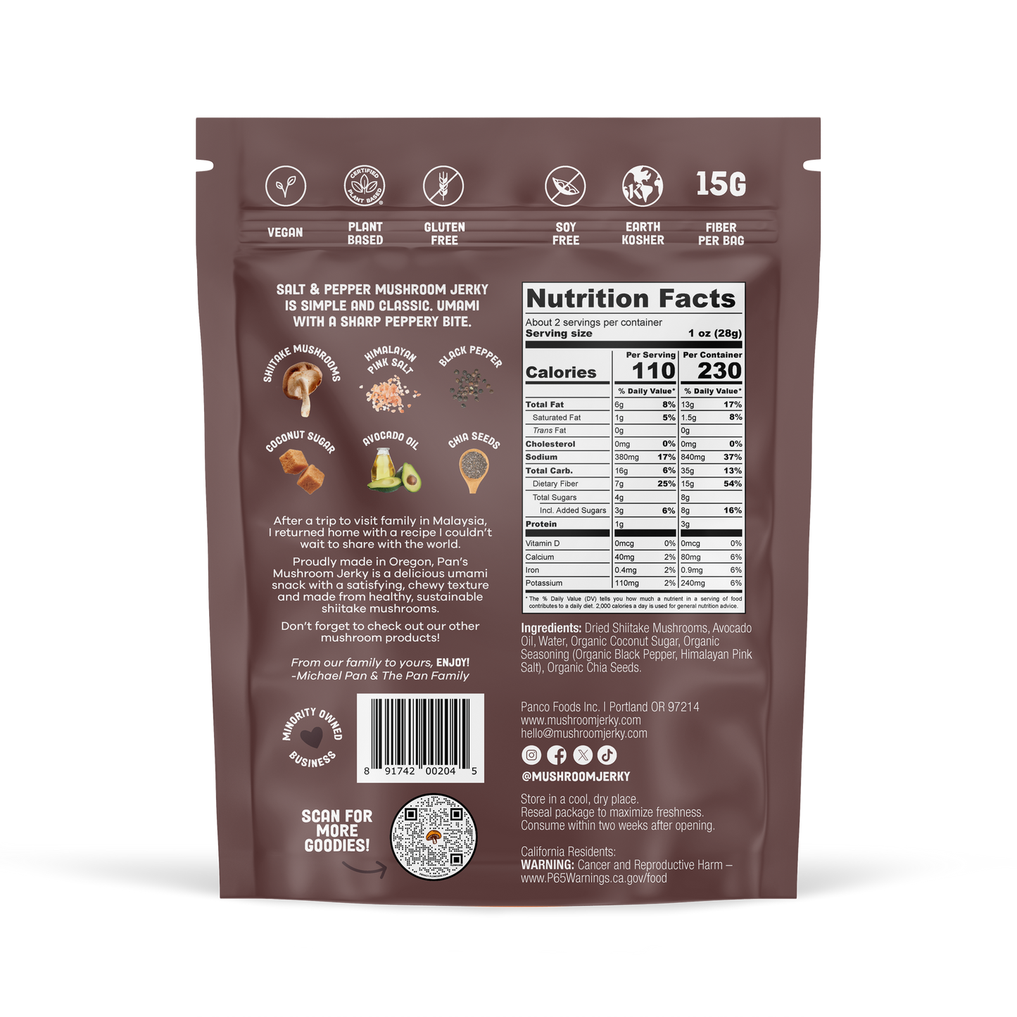 Salt & Pepper Shiitake Mushroom Jerky