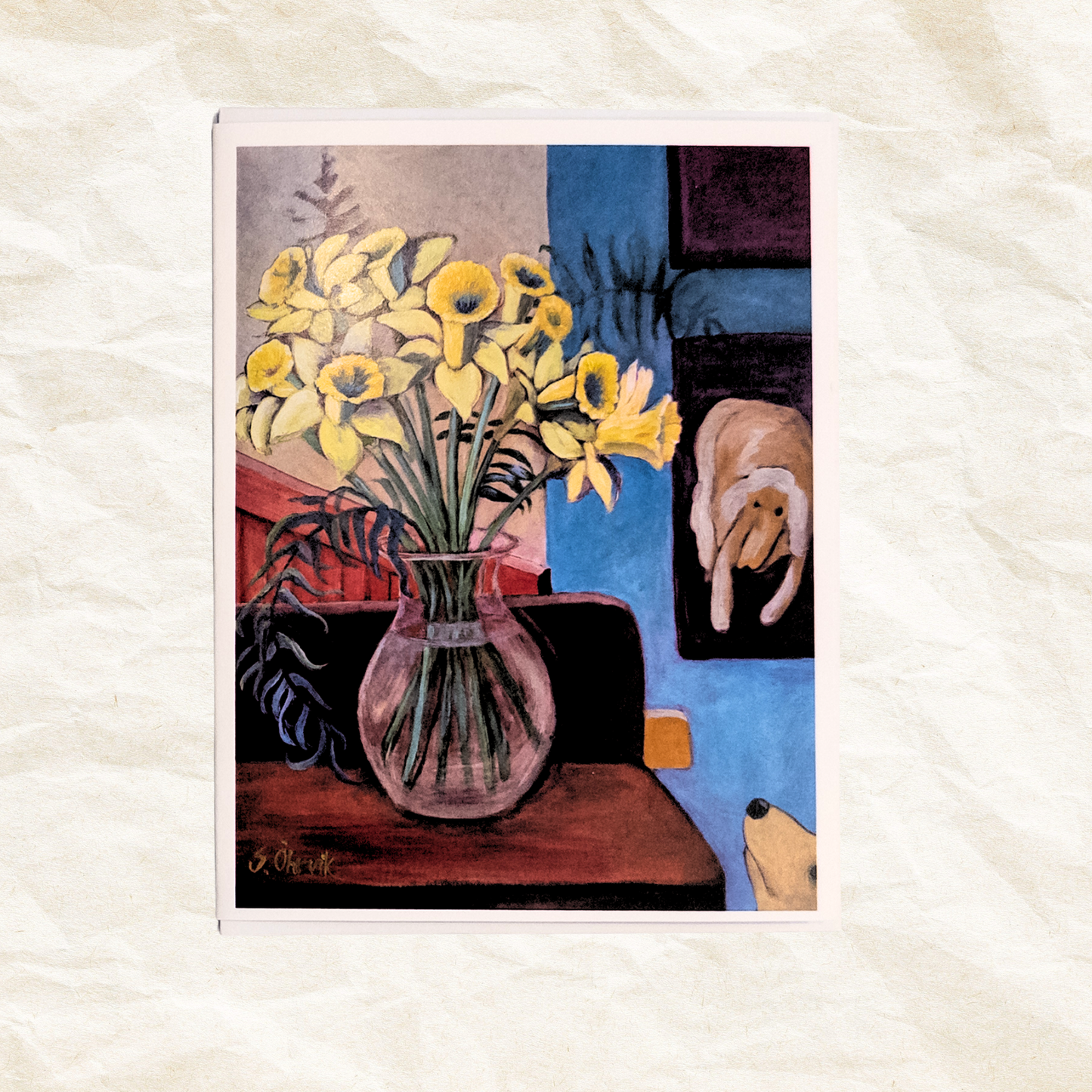 "Daffodils and Dogs" Greeting Card