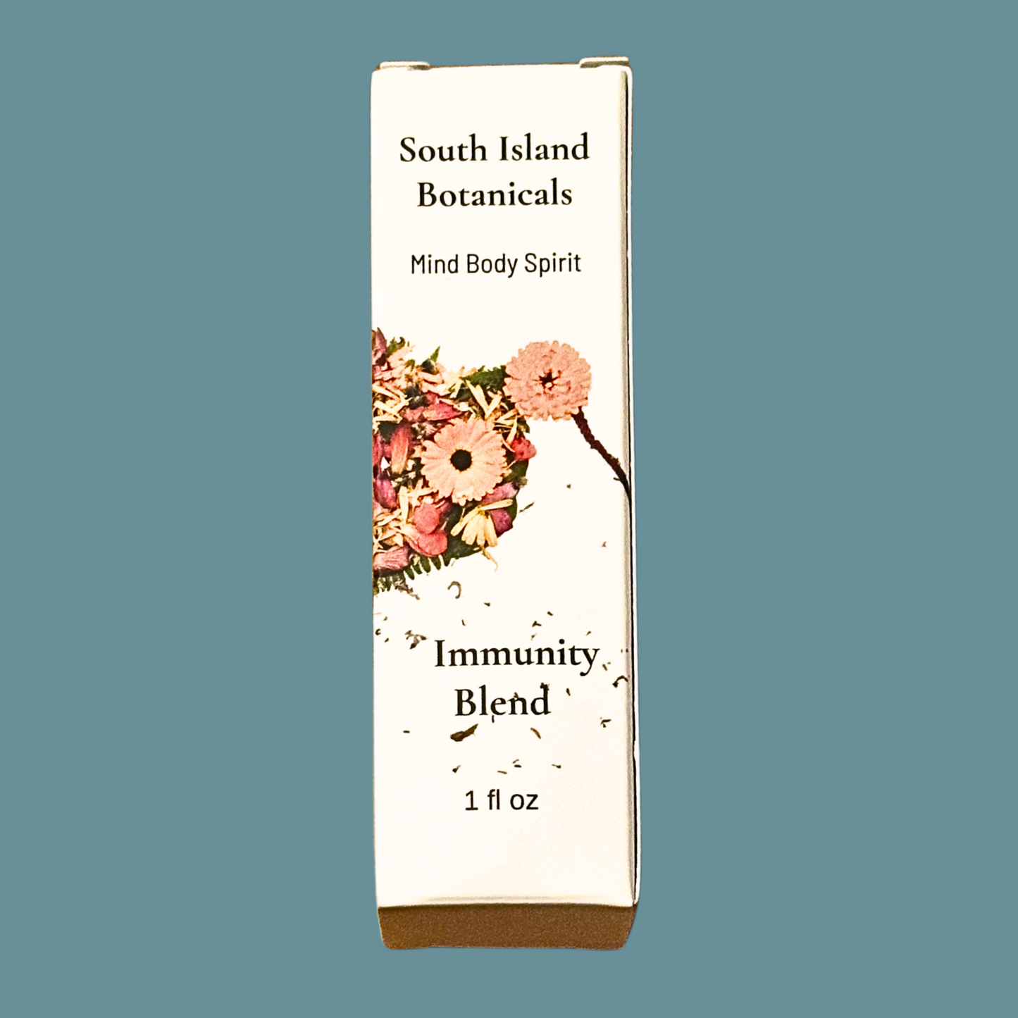 South Island Botanicals Immunity Blend packaging on a teal background
