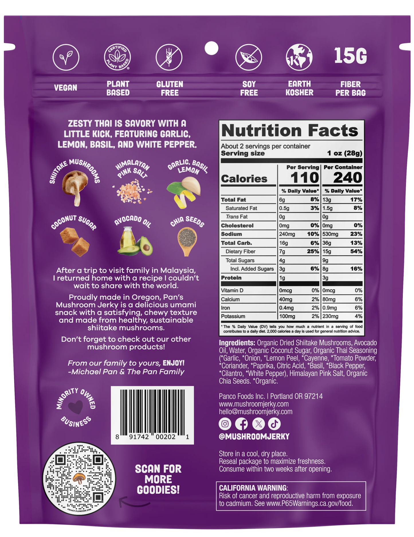 Zesty Thai Shiitake Mushroom Jerky