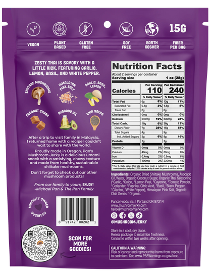 Zesty Thai Shiitake Mushroom Jerky
