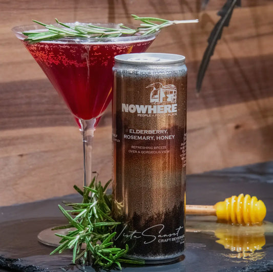 Vista Sunset: Elderberry, Rosemary, Honey Sparkling Mocktail