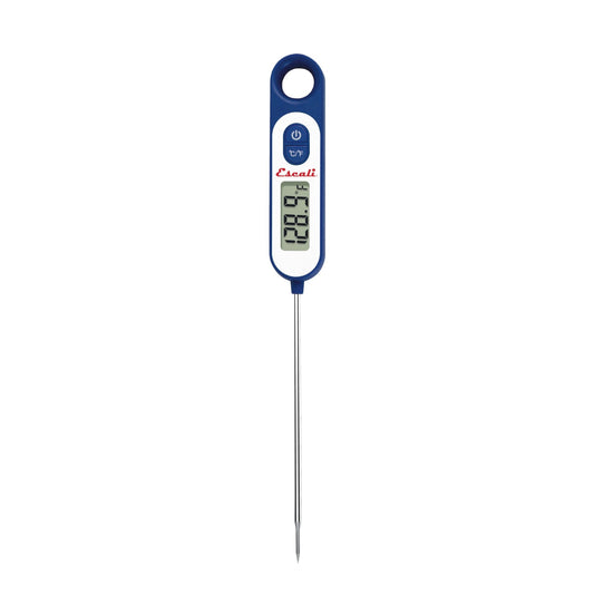 Digital thermometer with blue casing on a white background