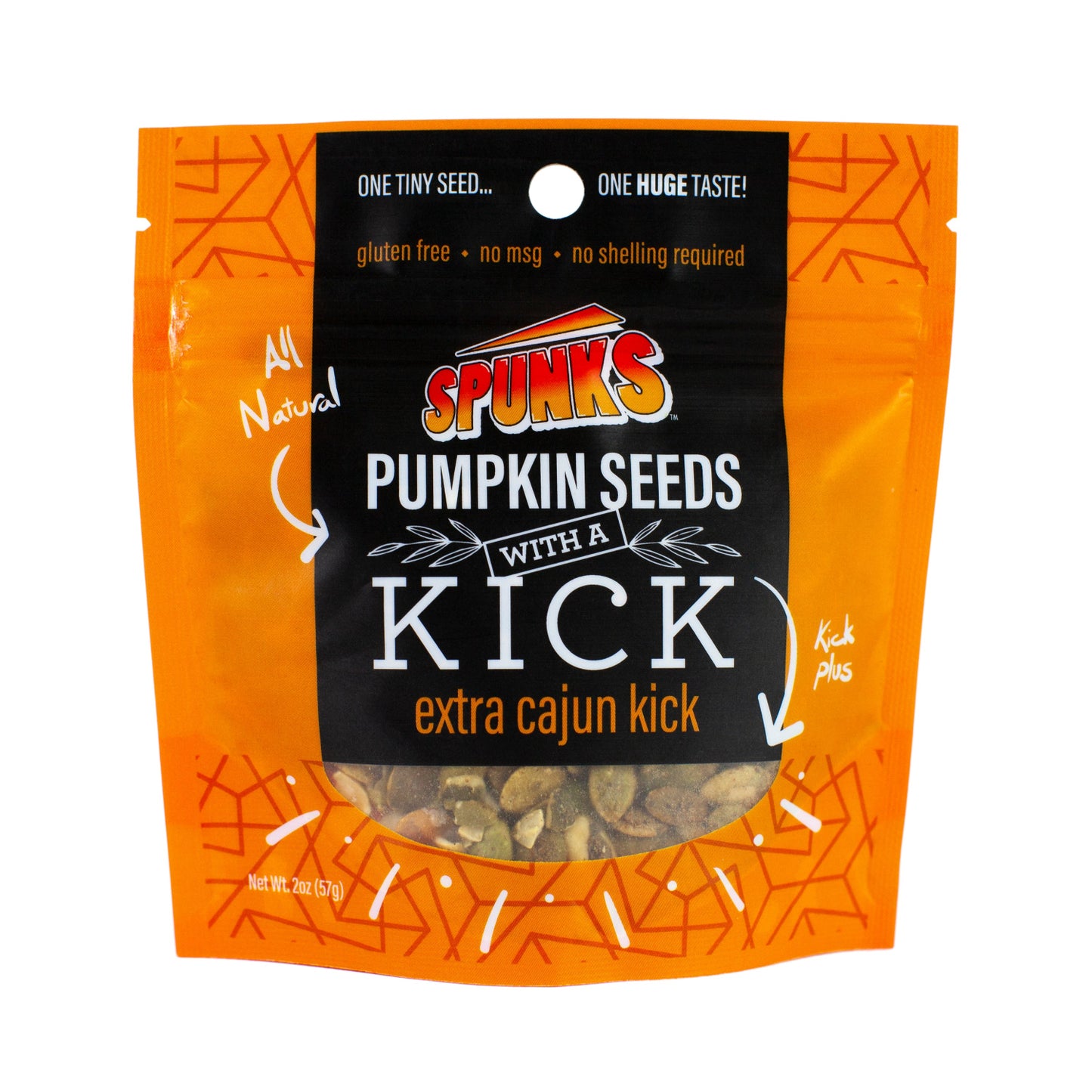 Spunk's Pumpkin Seeds with a Kick packaging on a white background
