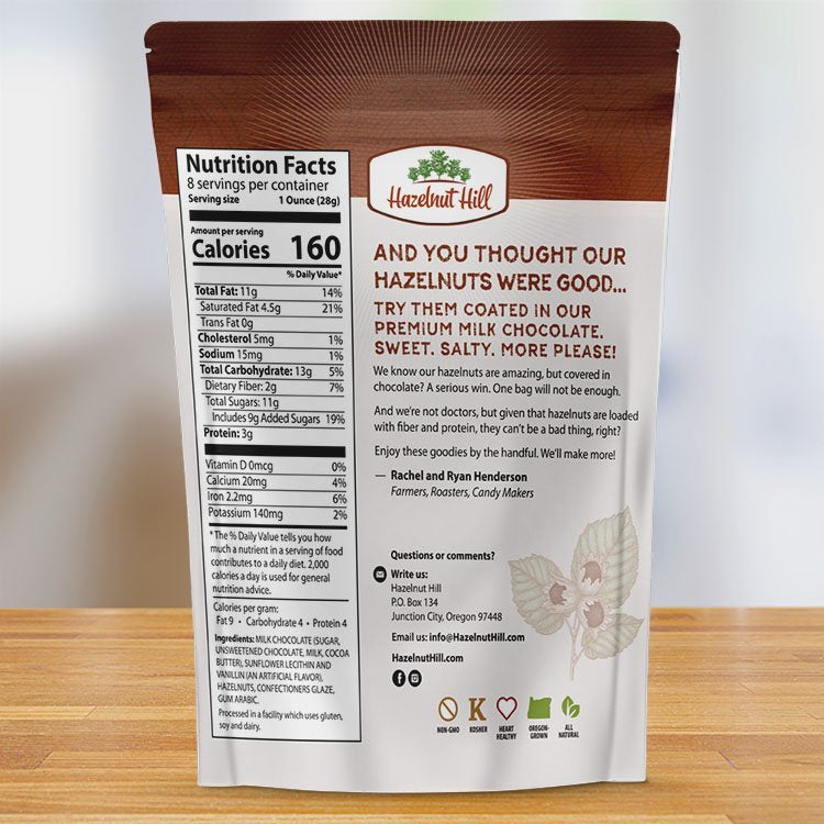Back of the package with nutritional facts