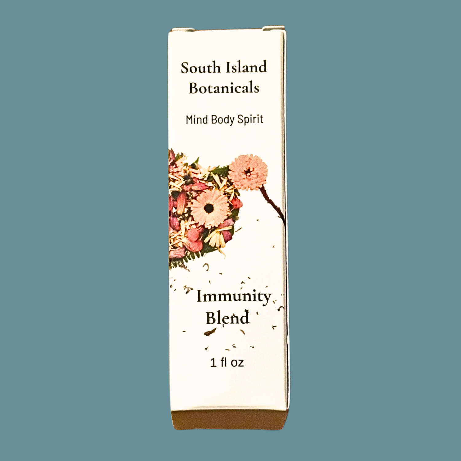 South Island Botanicals Immunity Blend packaging on a teal background