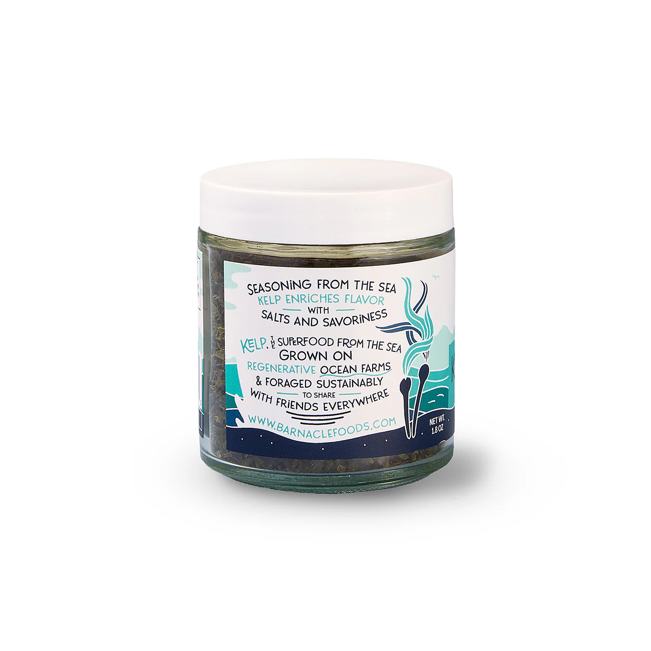 Jar of seasoning with a label on a white background