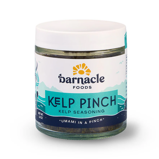 Jar of Barnacle Foods Kelp Pinch seasoning on a white background