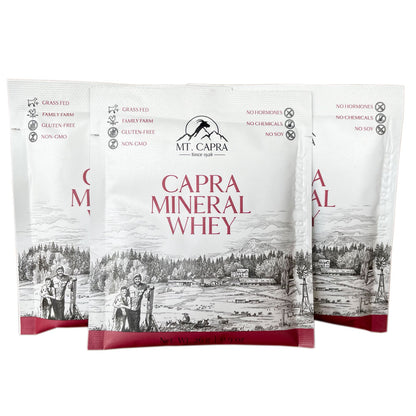 Three packages of Capra Mineral Whey