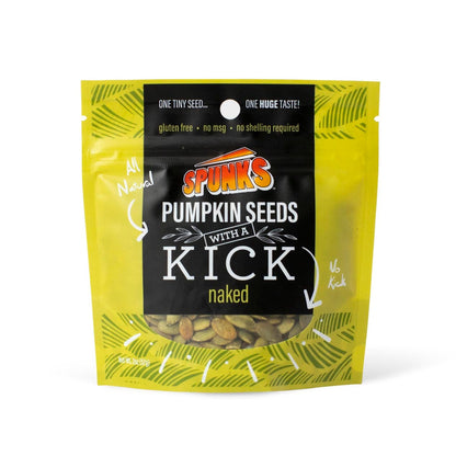 Spunk's Pumpkin Seeds with a Kick packaging on a white background