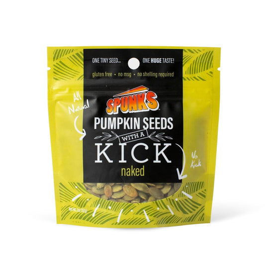 Spunk's Pumpkin Seeds with a Kick packaging on a white background