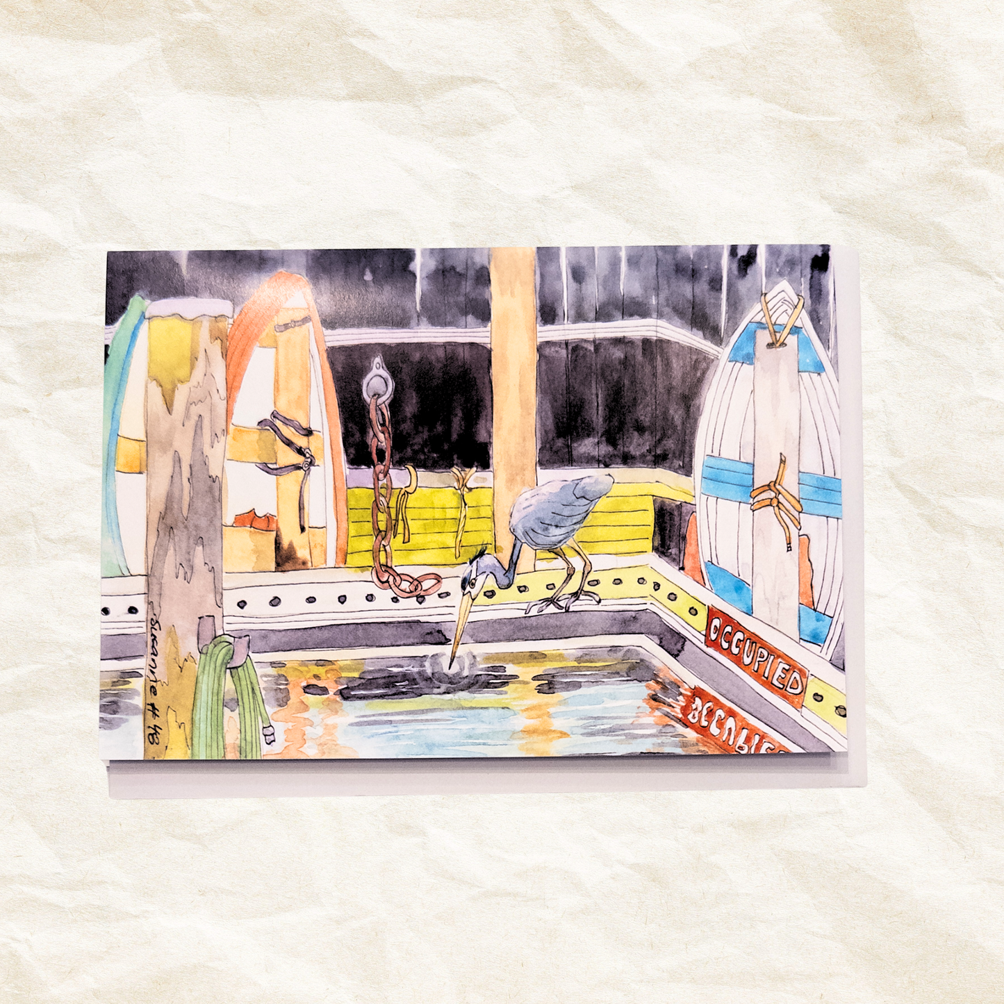 "Occupied Heron" Greeting Card