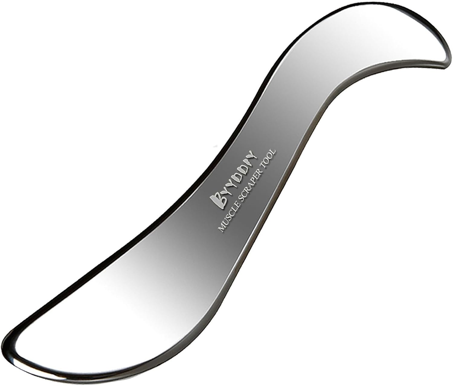 Metallic curved tool on a white background