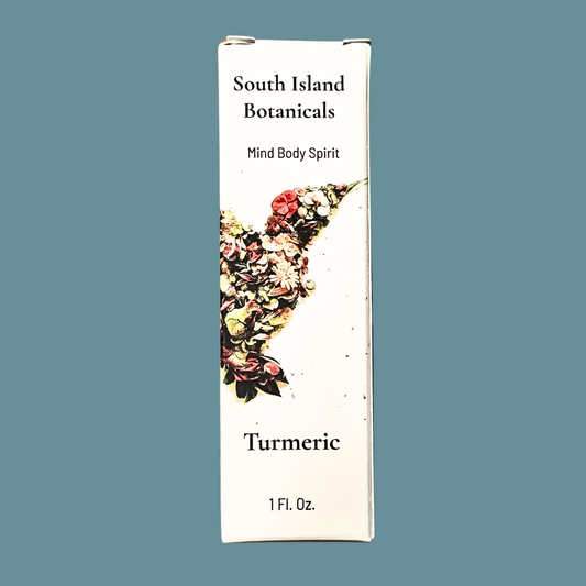 South Island Botanicals Turmeric product packaging on a solid background