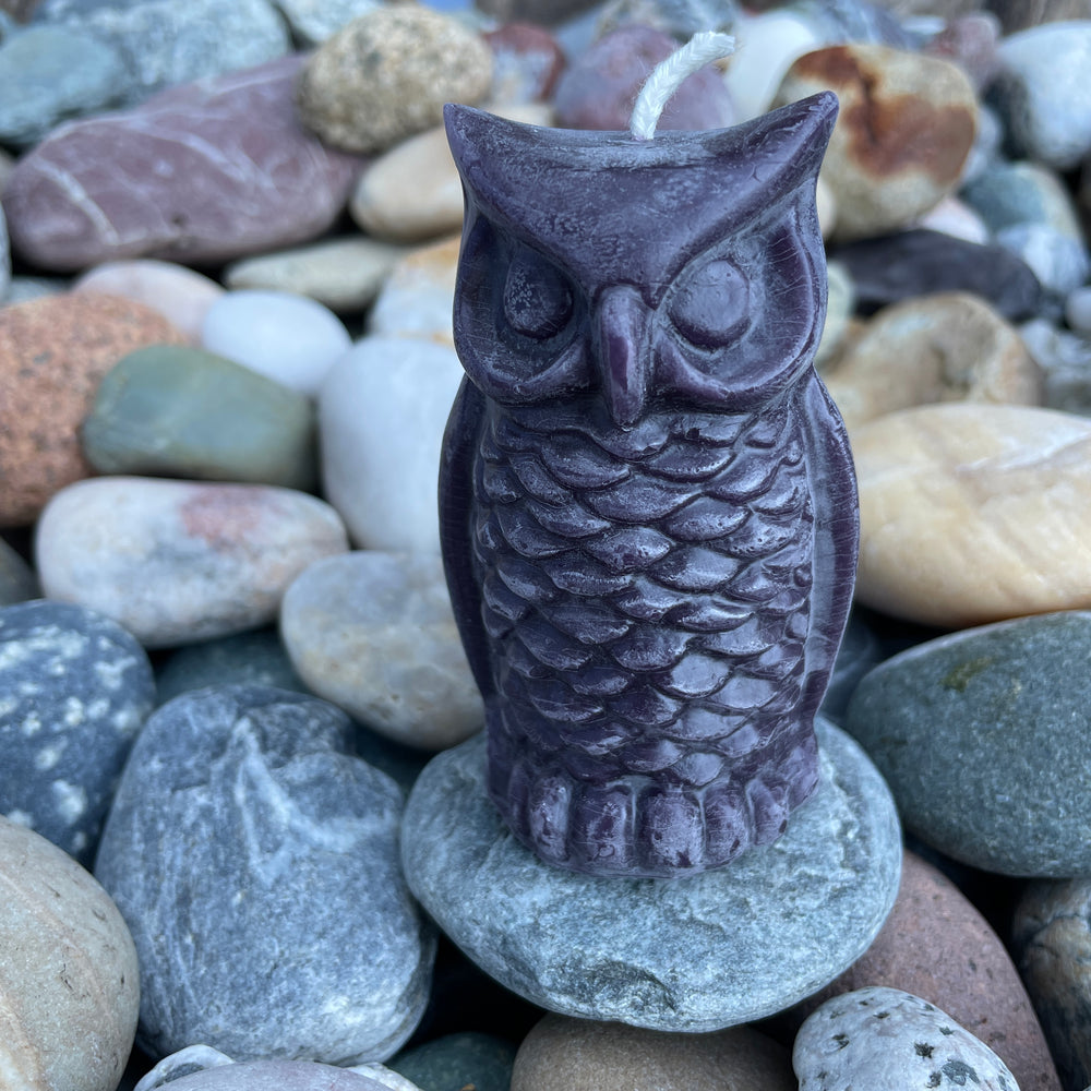 Purple Owl Beeswax Candle